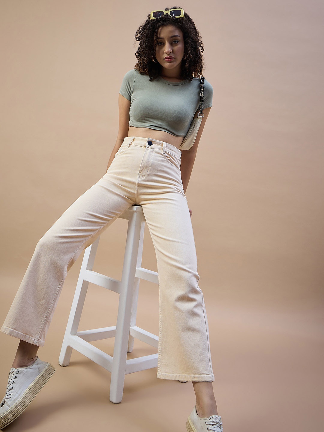 

The Roadster Lifestyle Co. Off White Women High-Rise Wide Leg Pure Cotton Jeans