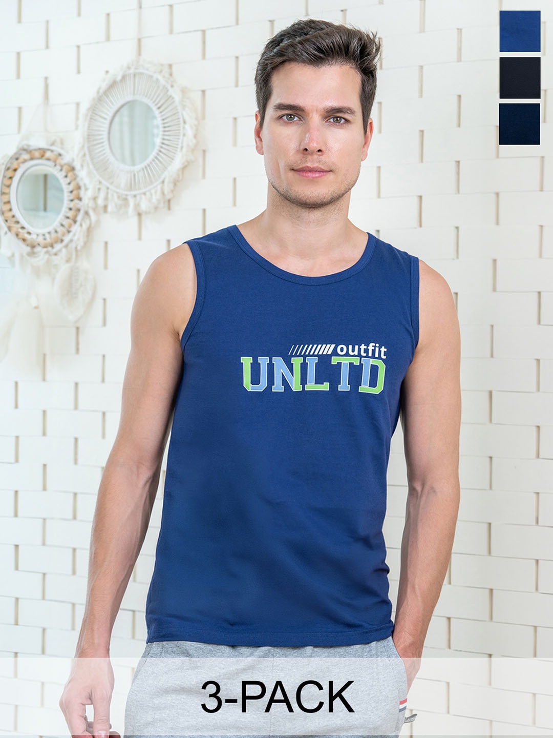 

Lux Cozi Pack Of 3 Printed Lounge T-Shirts, Blue