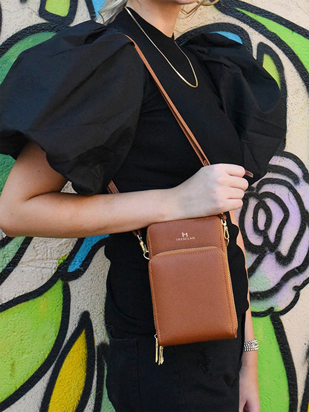 

INKMILAN PU Structured Sling Bag with Tasselled, Brown