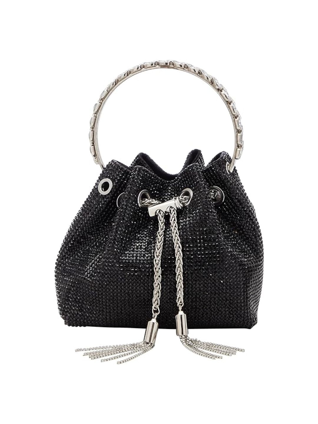 

INKMILAN Women Embellished PU Bucket Bag, Black