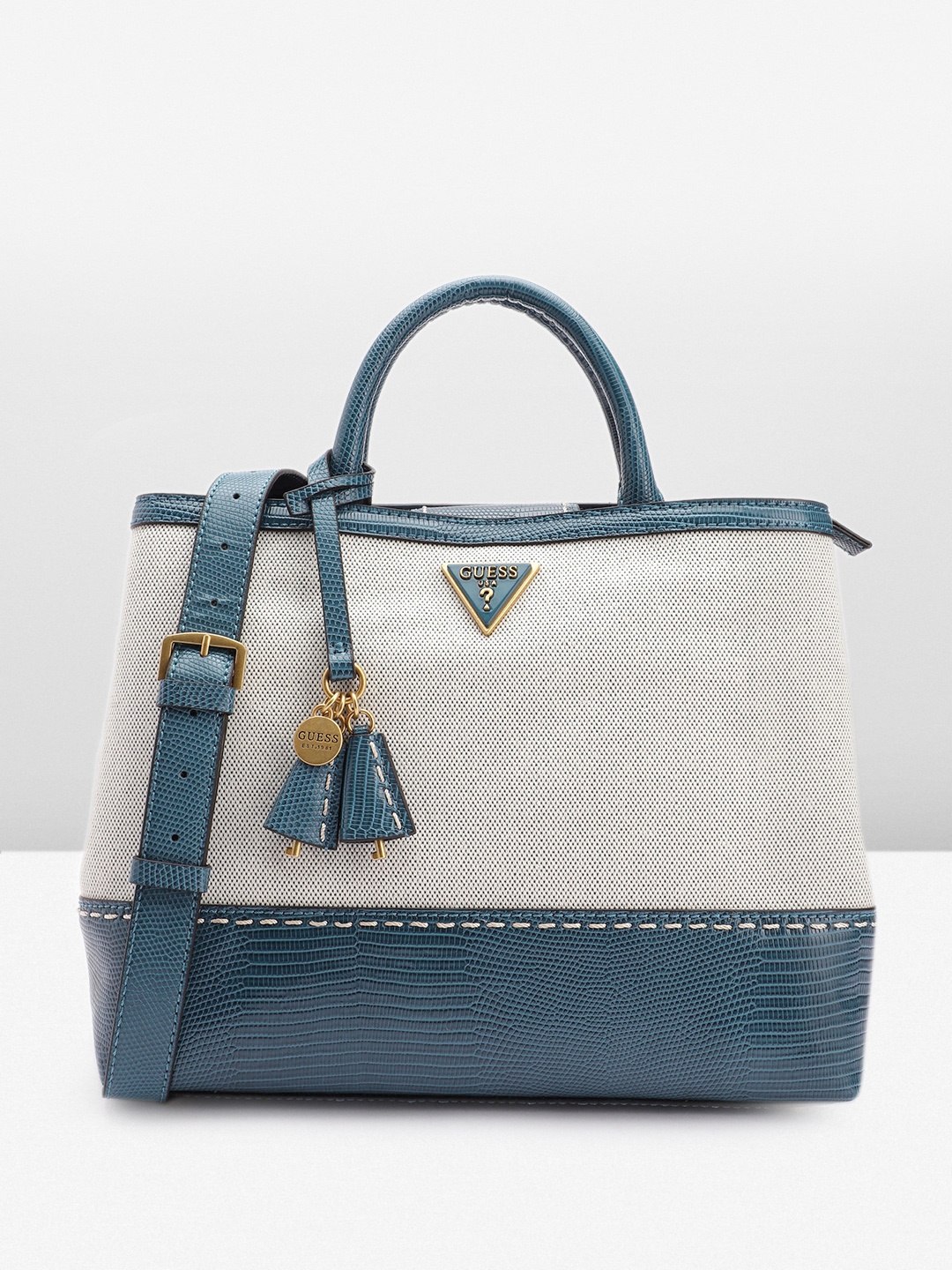 

GUESS Colourblocked Structured Handheld Bag, White