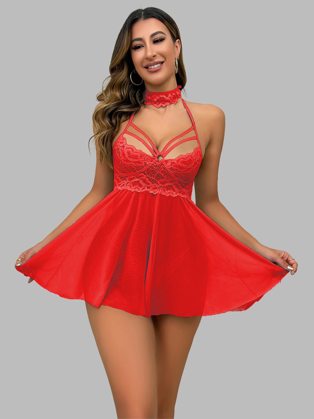 

KRENOZ Net Baby Doll, Red