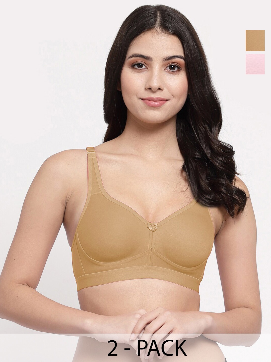

College Girl Pack Of 2 Full Coverage Lightly Padded Minimizer Bra-All Day Comfort, Nude
