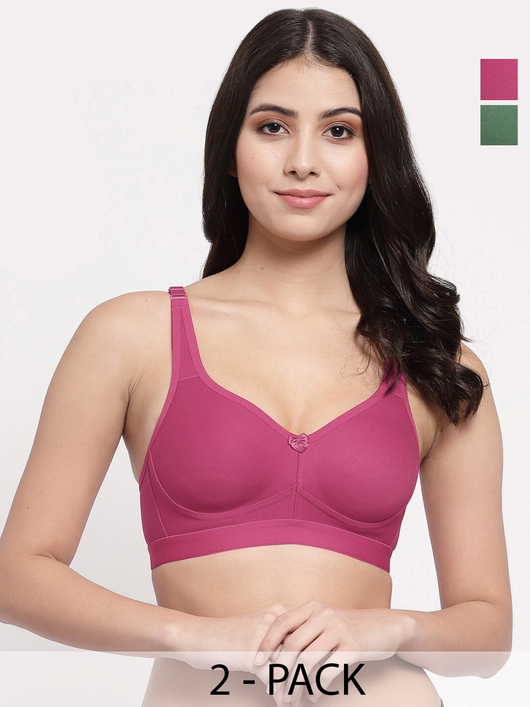 

College Girl Pack of 2 Full Coverage Lightly Padded Minimizer Bra-All Day Comfort, Green