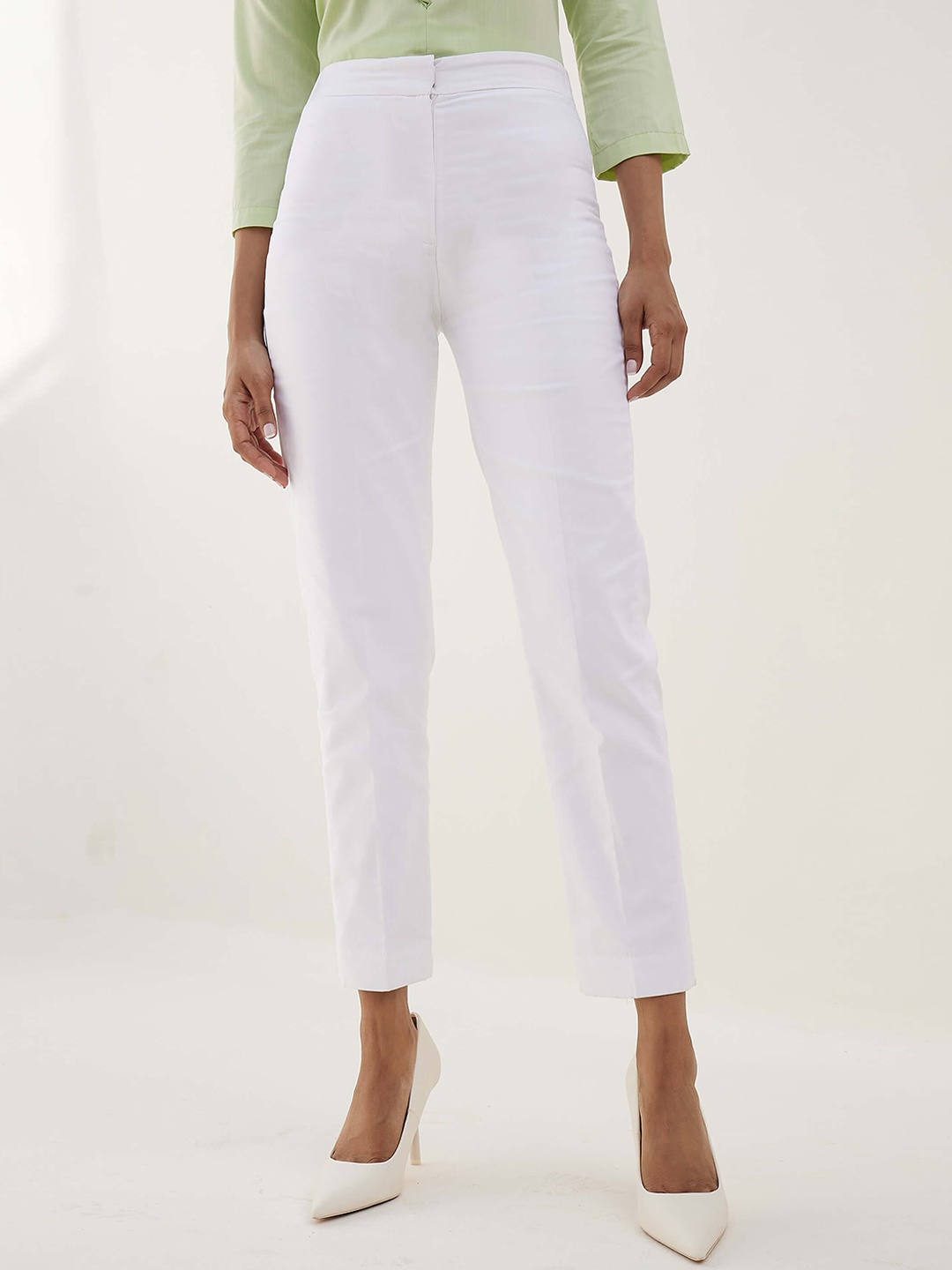 

SALT ATTIRE Women Tailored Slim Fit Trousers, White