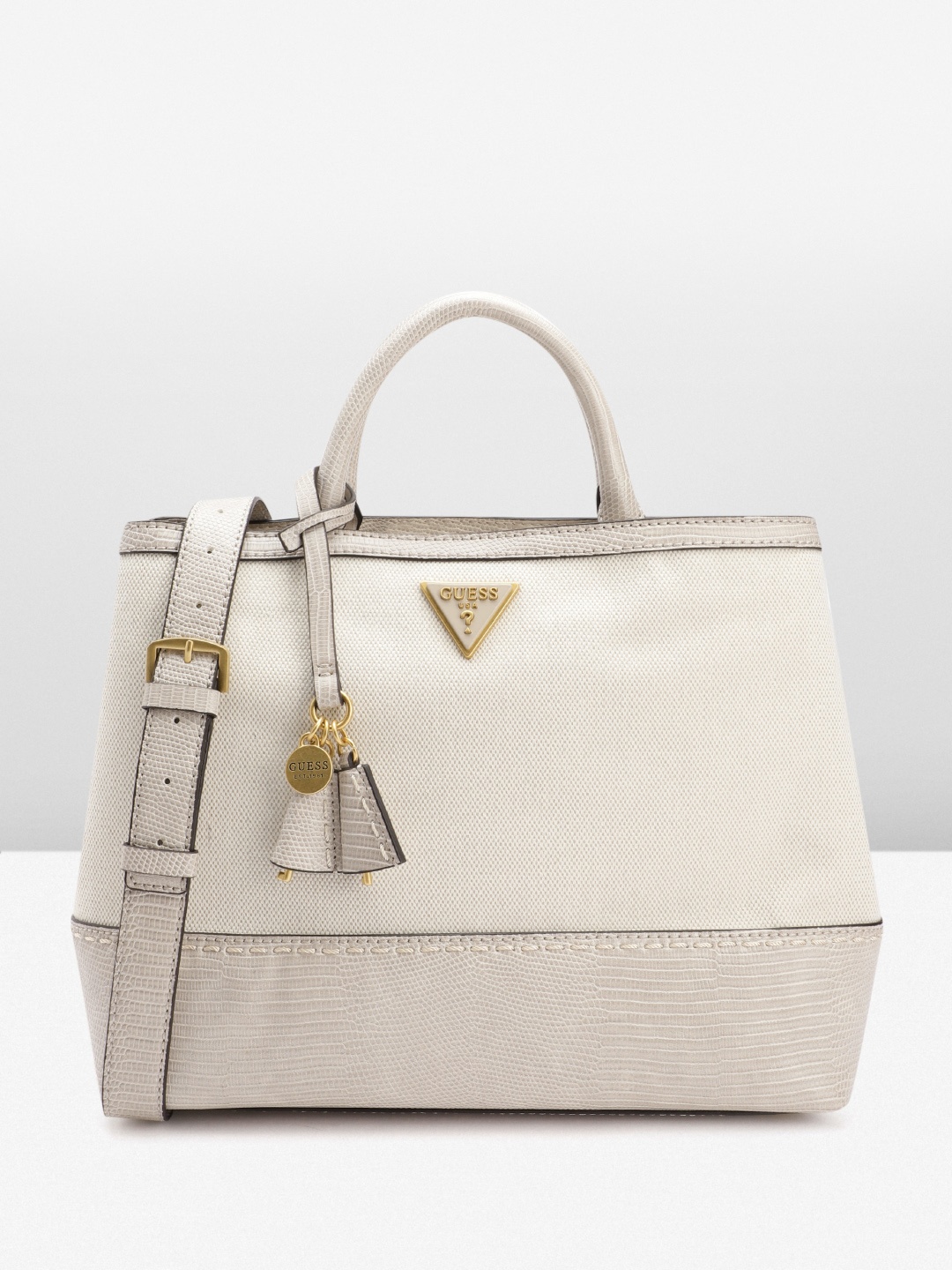 

GUESS Structured Animal Textured Handheld Bag, Off white