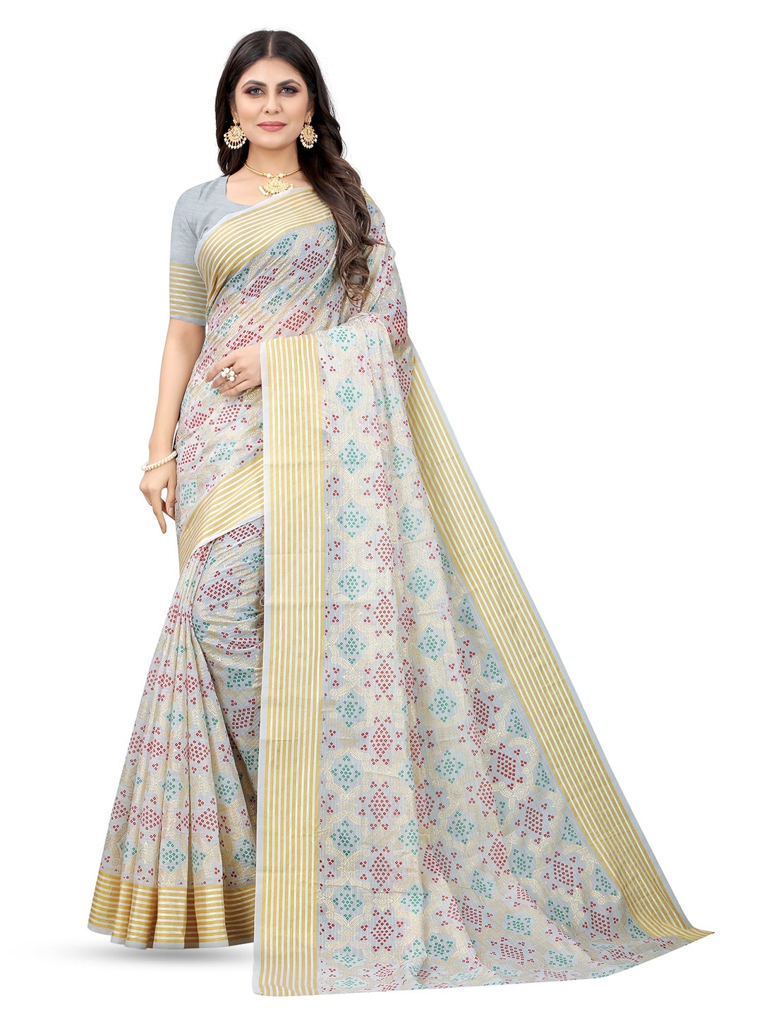 

KALINI Zari Pure Cotton Handloom Banarasi Saree, Grey