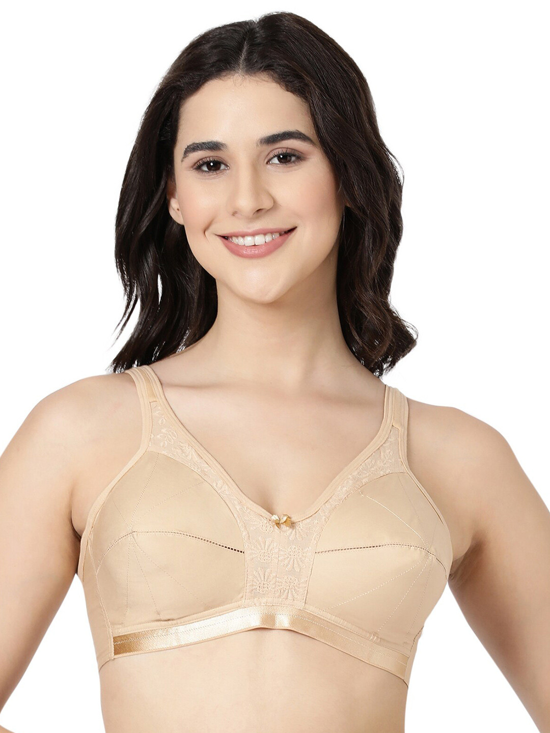 

BLOSSOM Women's Plus Size Full Coverage Cushion Strap Double Layered Bra, Beige