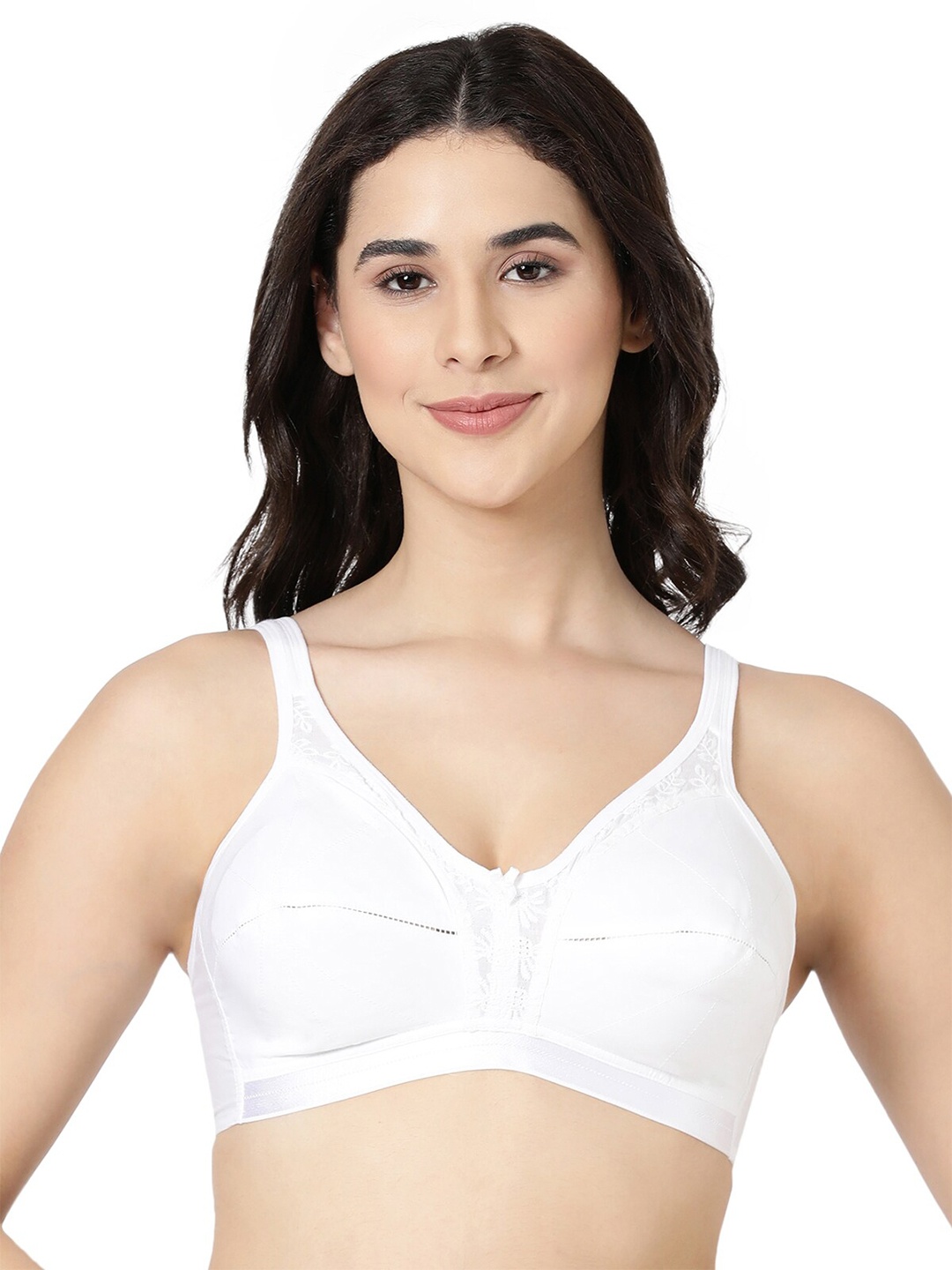 

BLOSSOM Plus Size Full Coverage Cushion Strap Double Layered Everyday Bra, White