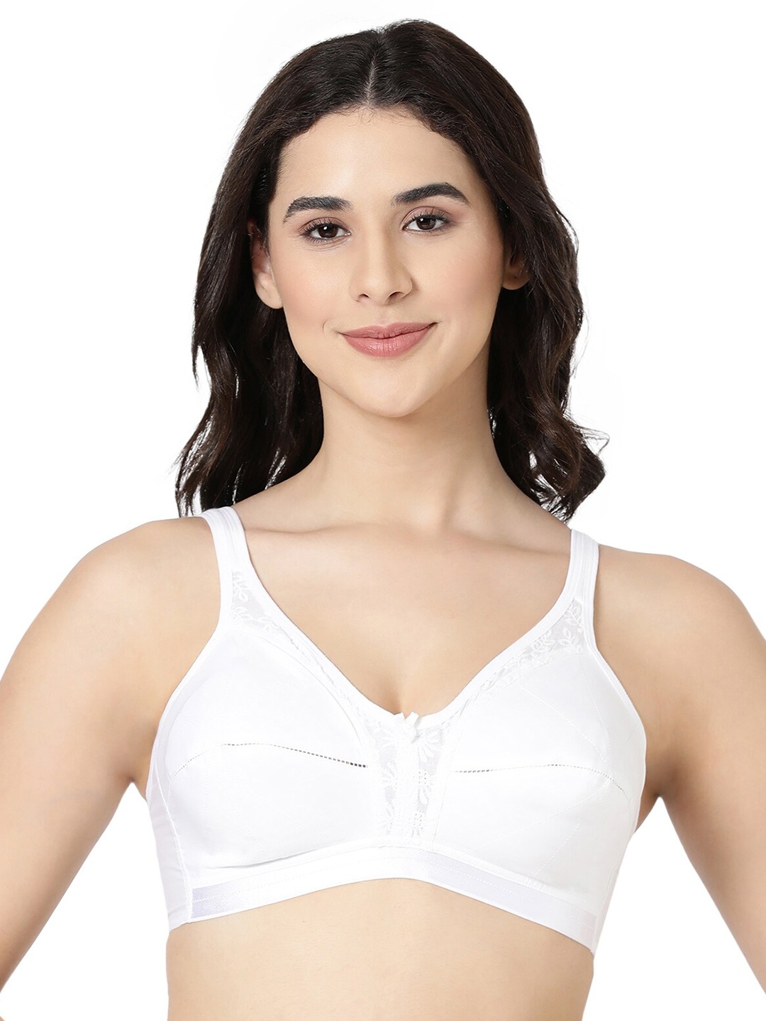 

BLOSSOM Women's Plus Size Full Coverage Cushion Strap Double Layered Bra, White