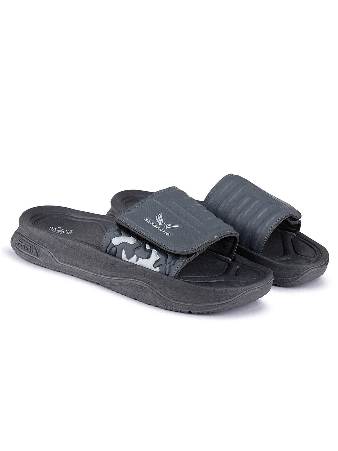 

BERSACHE Men Printed Lightweight Sliders, Grey