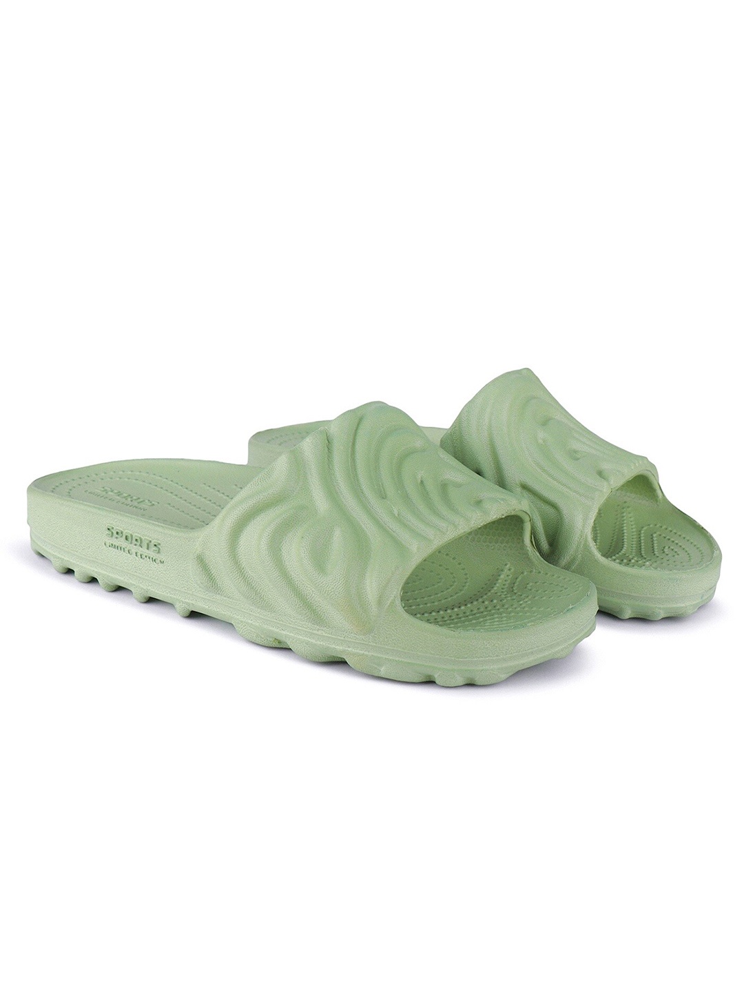 

BERSACHE Men Slf Design Lightweight Sliders, Green