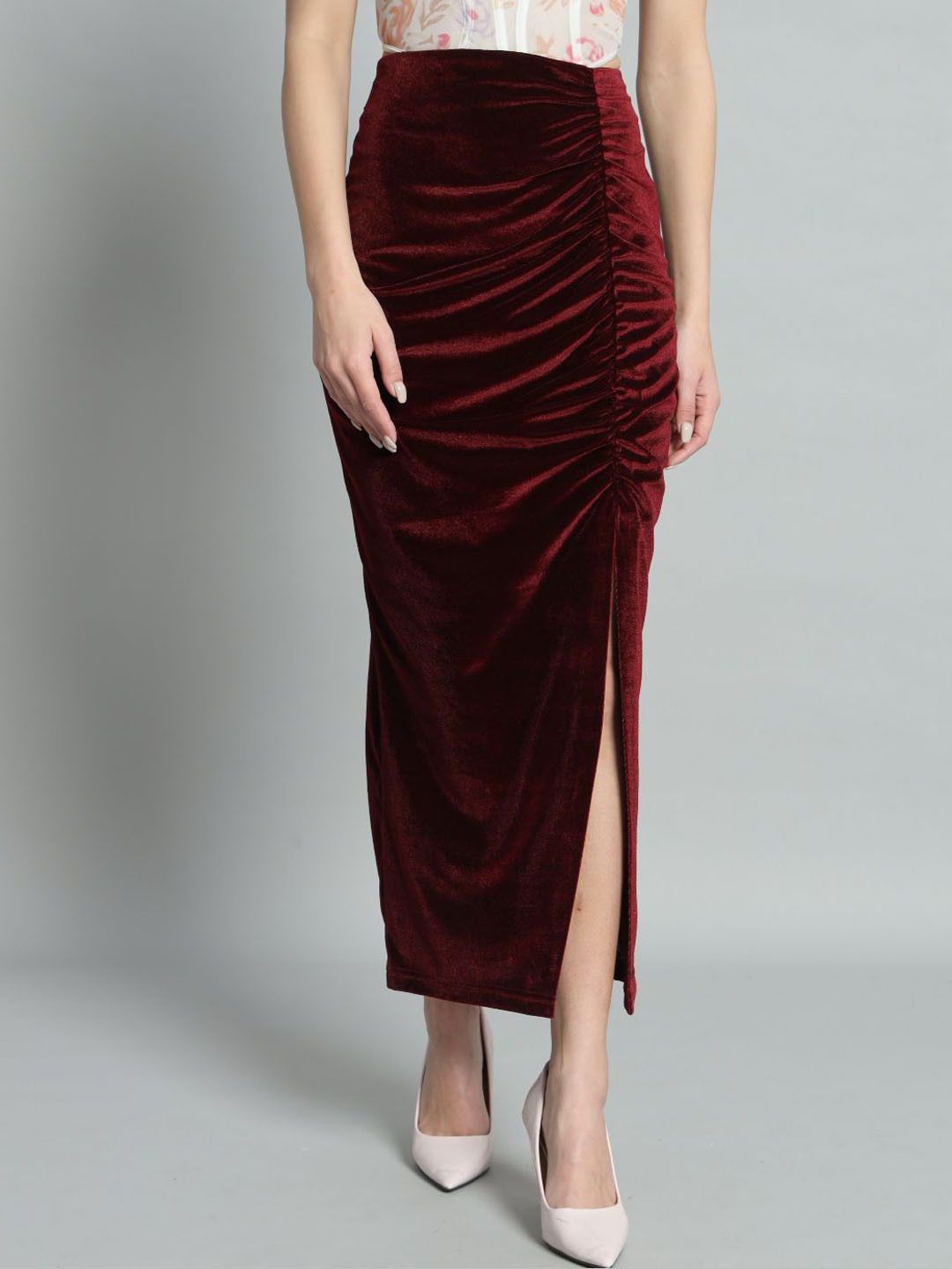 

VAARARO Women Pencil Maxi Skirt, Burgundy
