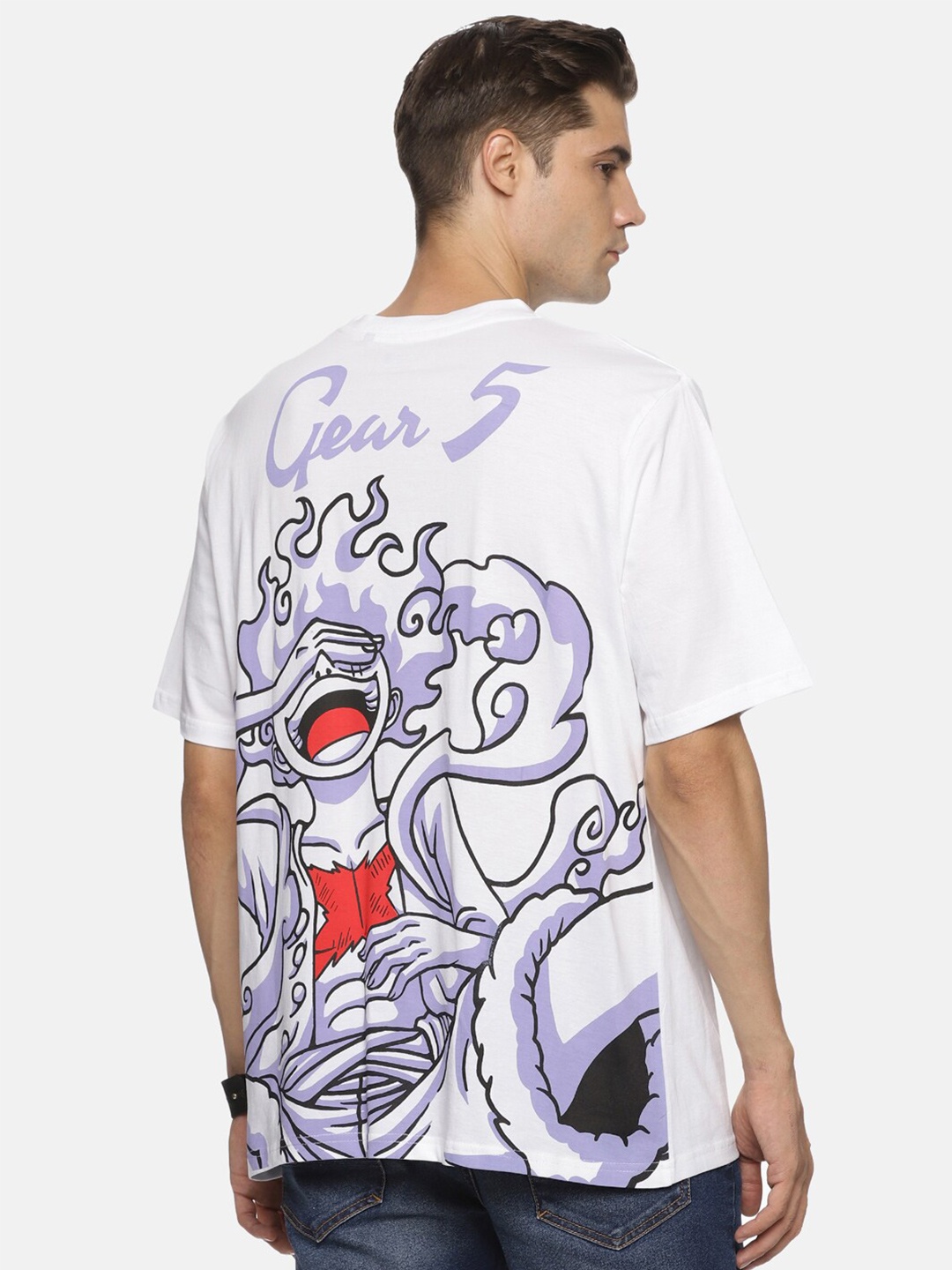 

Fans Army Round Neck Typography Printed Cotton Oversized T-shirt, White