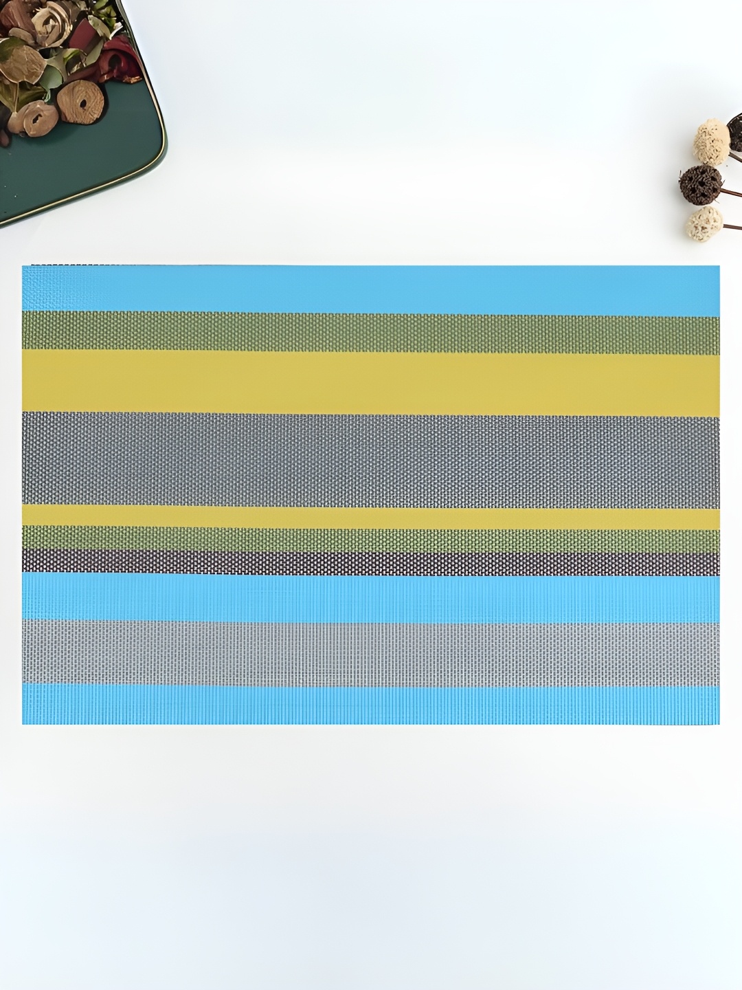 

YELONA Blue & Yellow 10 Pieces Striped Anti-Wrinkle Table Placemats