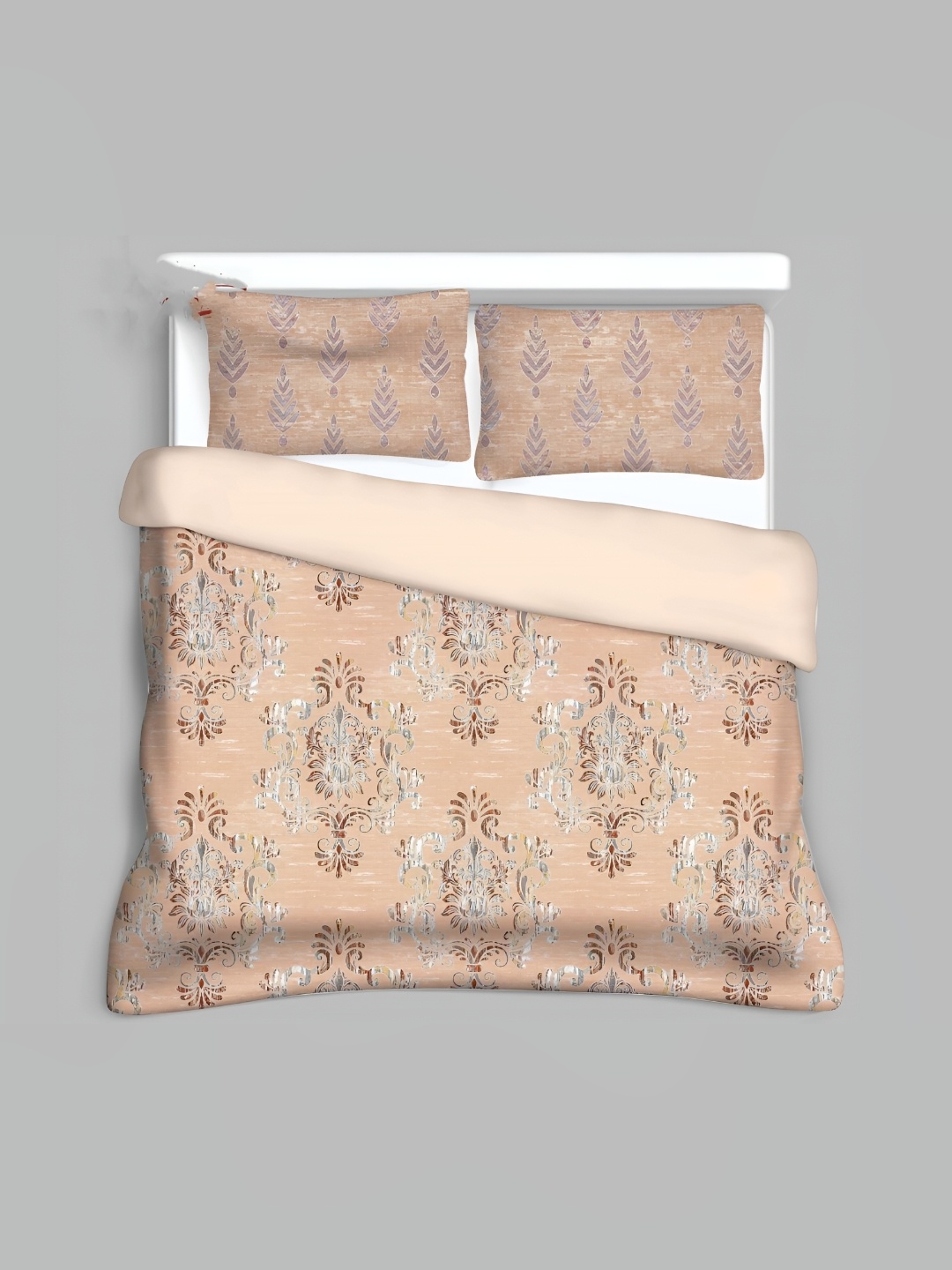 

Signature Beige & Grey 210 TC Queen Bedsheet with 2 Pillow Covers