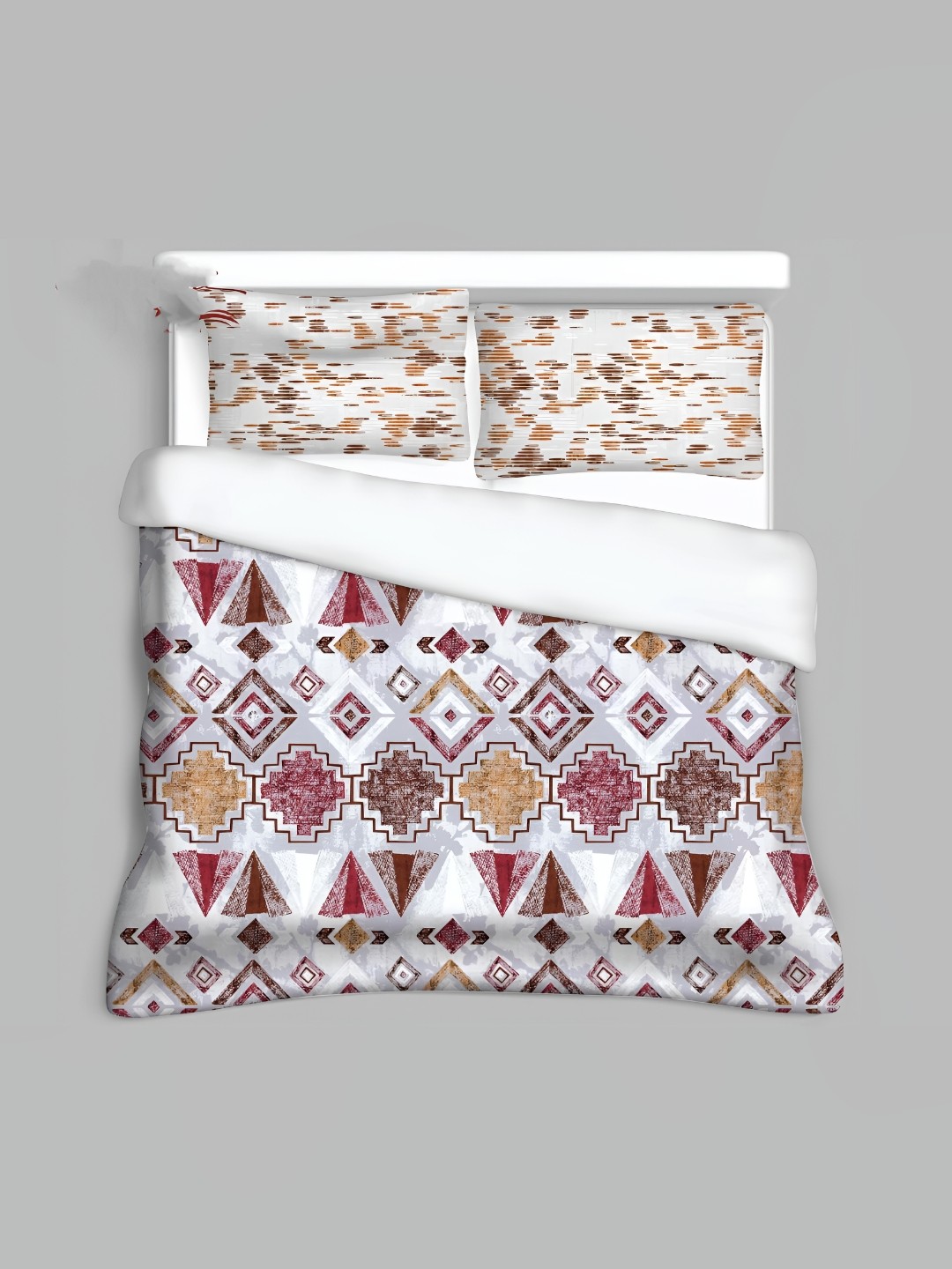 

Signature Off White & Brown Geometric 210 TC Queen Bedsheet with 2 Pillow Covers
