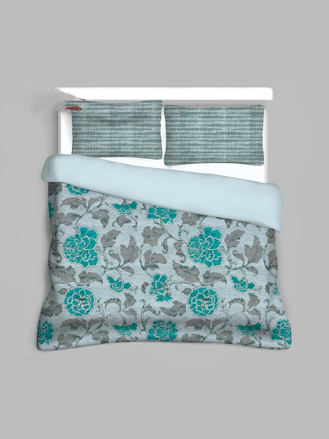 

Signature Green & Grey 210 TC Queen Bedsheet with 2 Pillow Covers