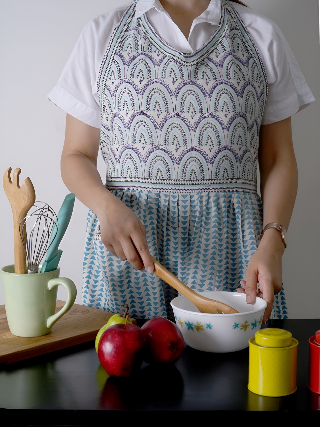 Ratan Cart Blue Printed Cotton Apron