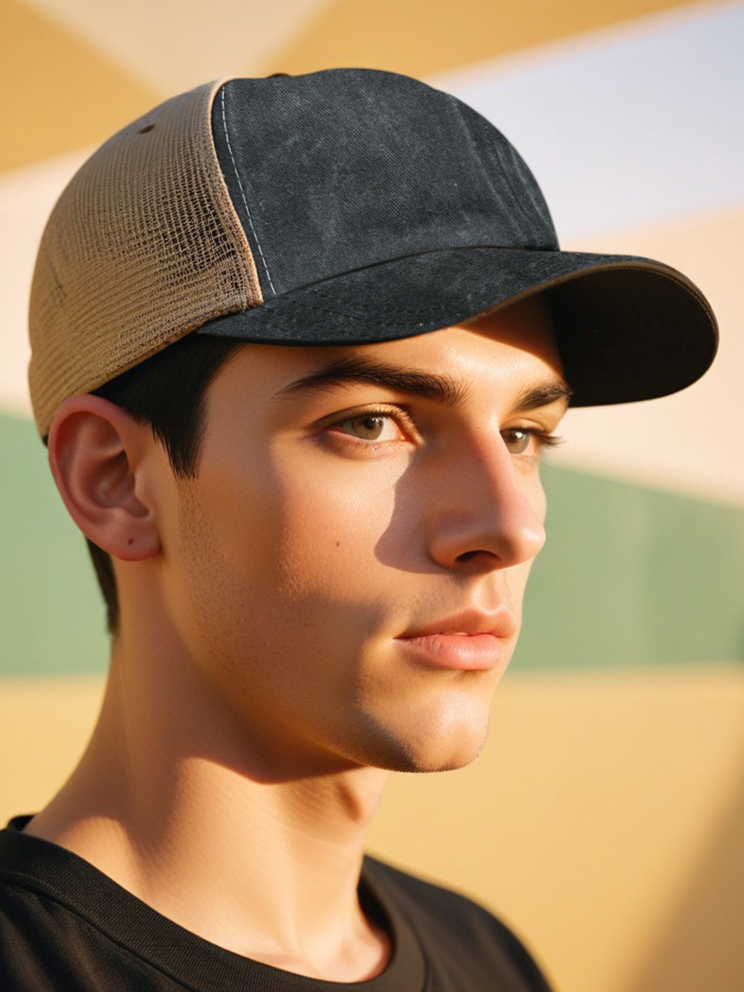 

CHOKORE Unisex Colourblocked Cotton Baseball Cap With Mesh Detail, Grey