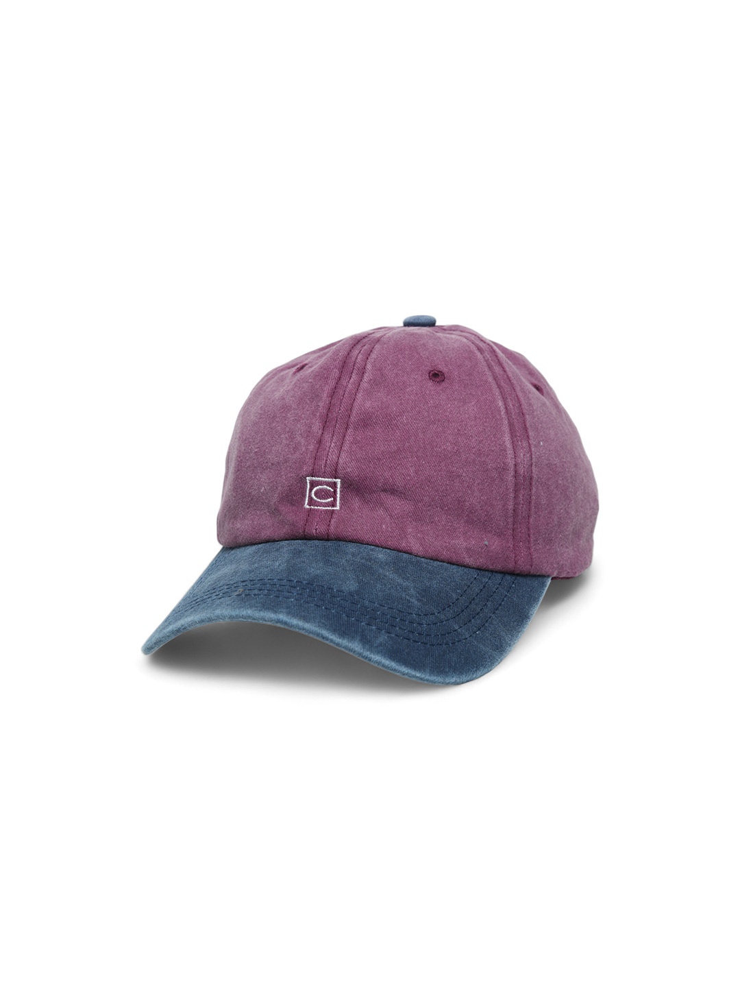 

CHOKORE Unisex Colourblocked Washed Cotton Denim Baseball Cap, Burgundy
