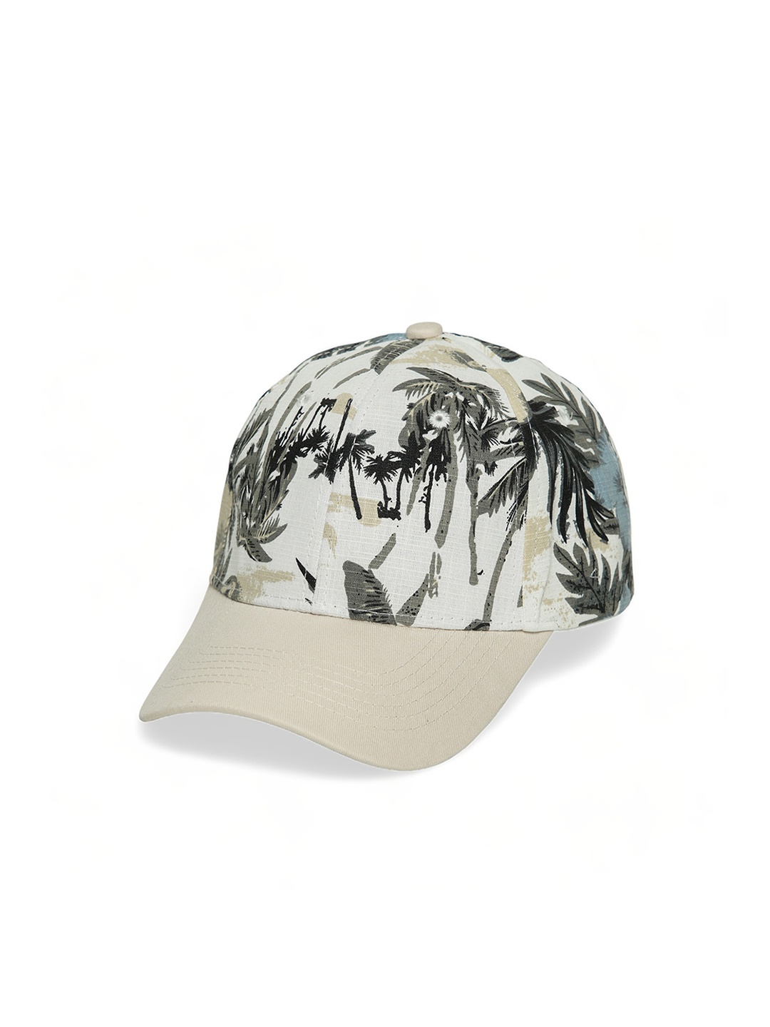 

CHOKORE Unisex Printed Cotton Baseball Cap, Off white