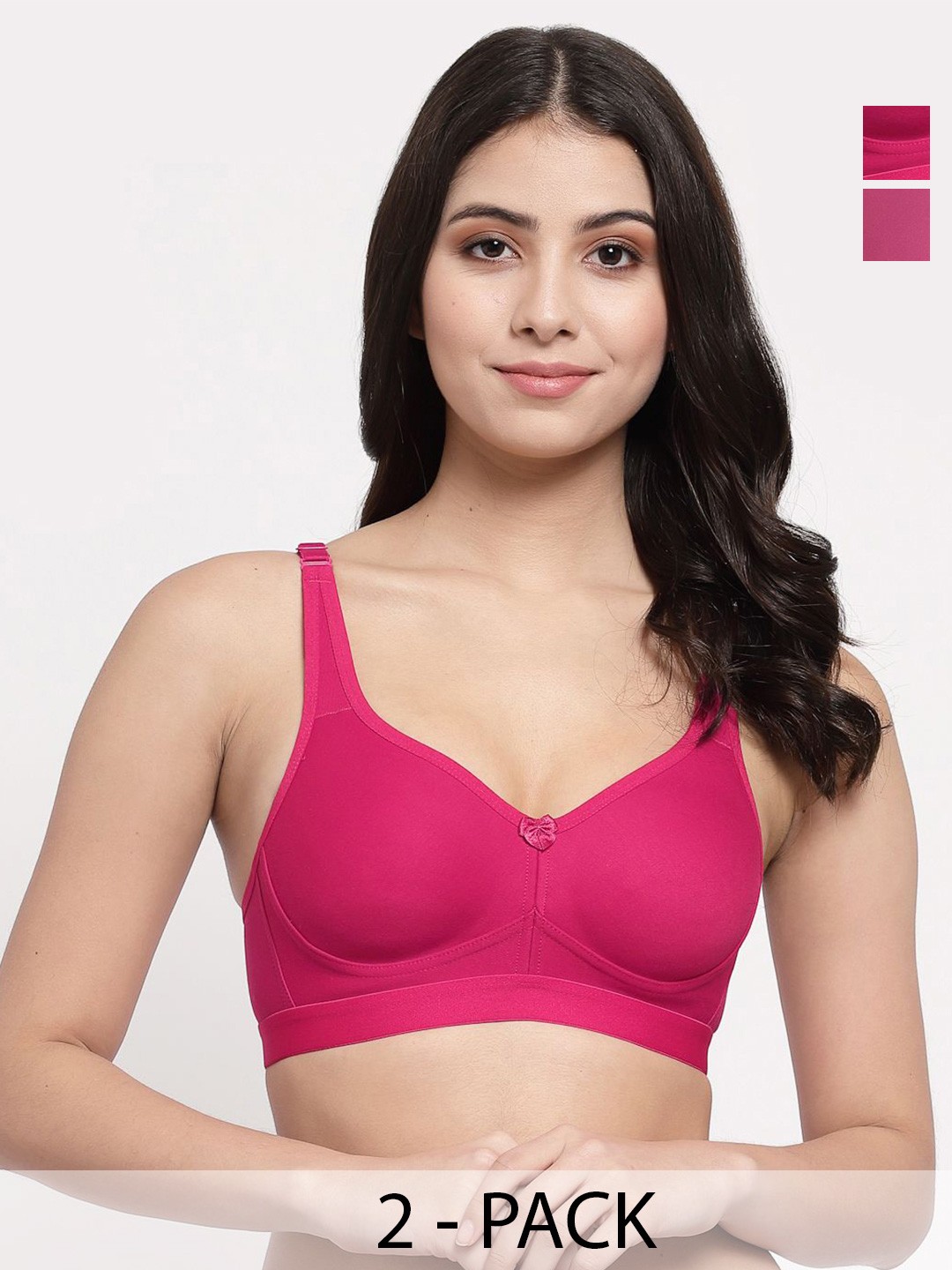 

College Girl Women Pack of 2 Full Coverage Lightly Padded Minimizer Bra, Pink