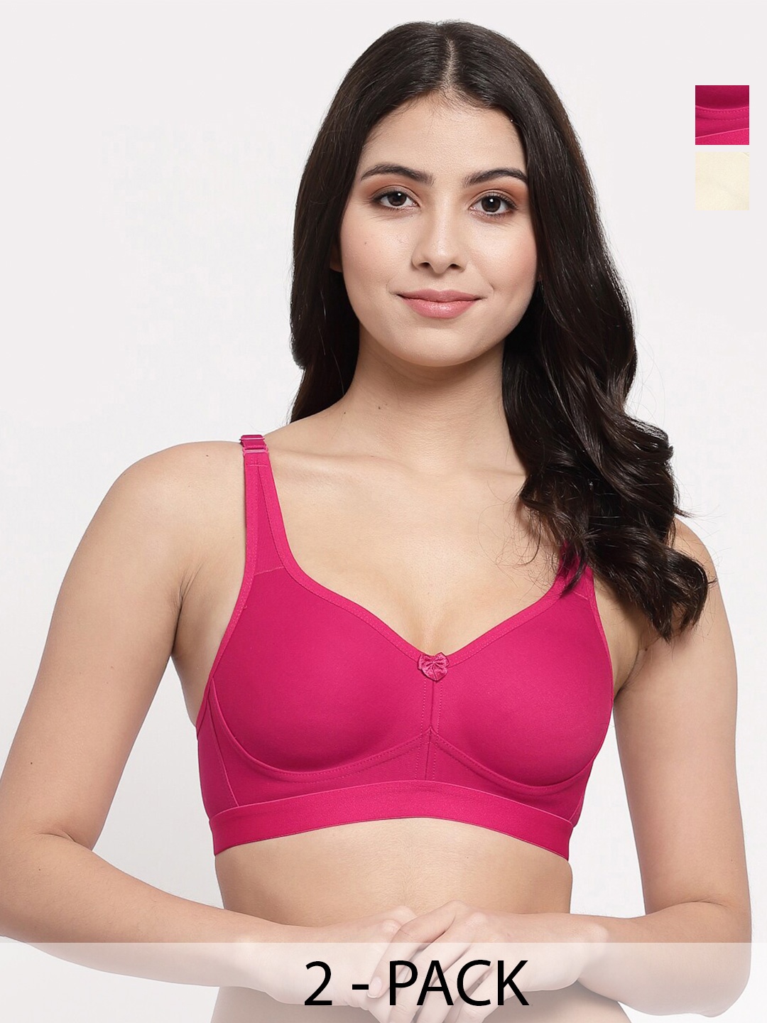 

College Girl Women Pack of 2 Full Coverage Lightly Padded Minimizer Bra, Beige
