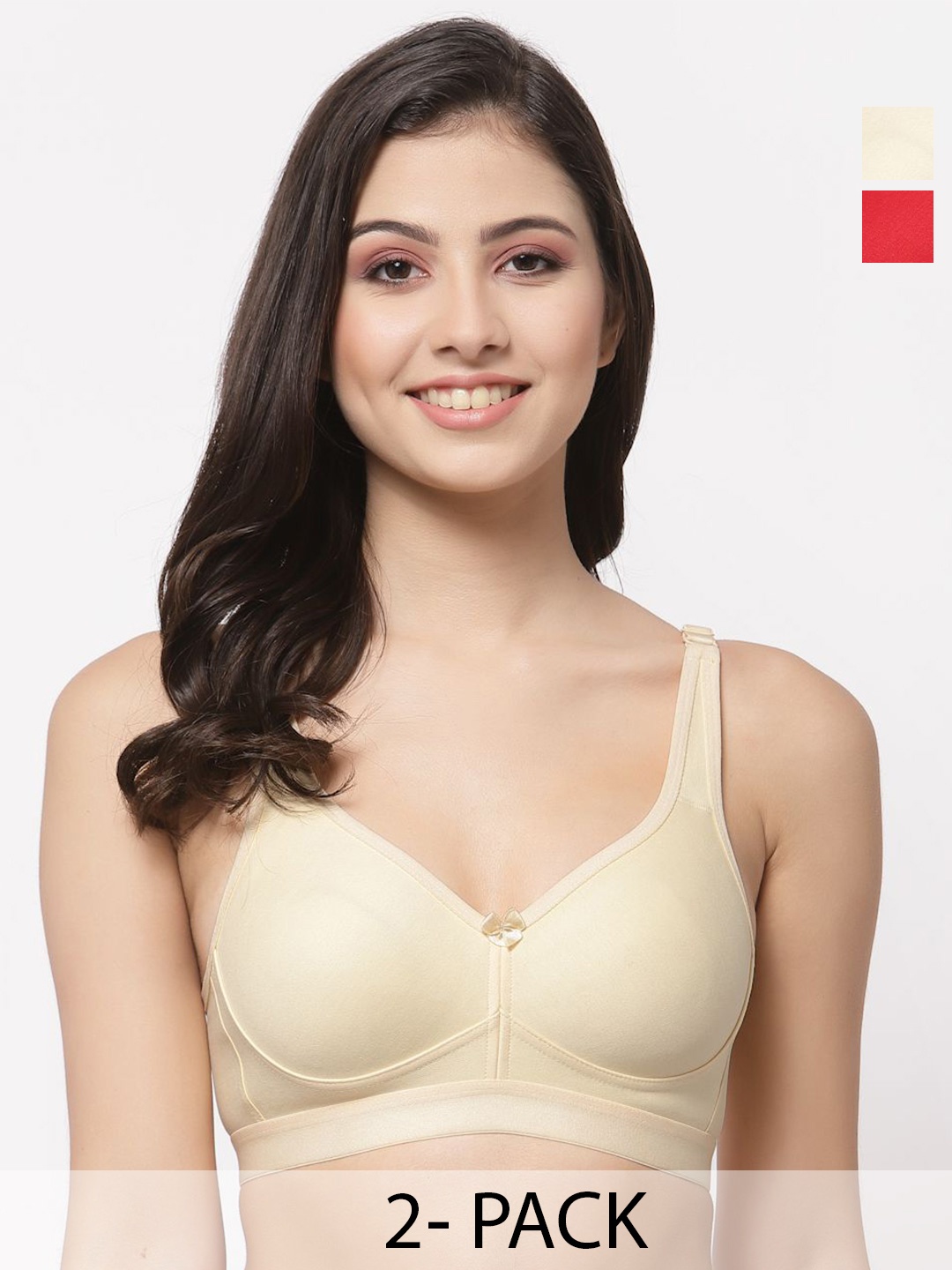 

College Girl Women Pack of 2 Full Coverage Lightly Padded Minimizer Bra, Beige