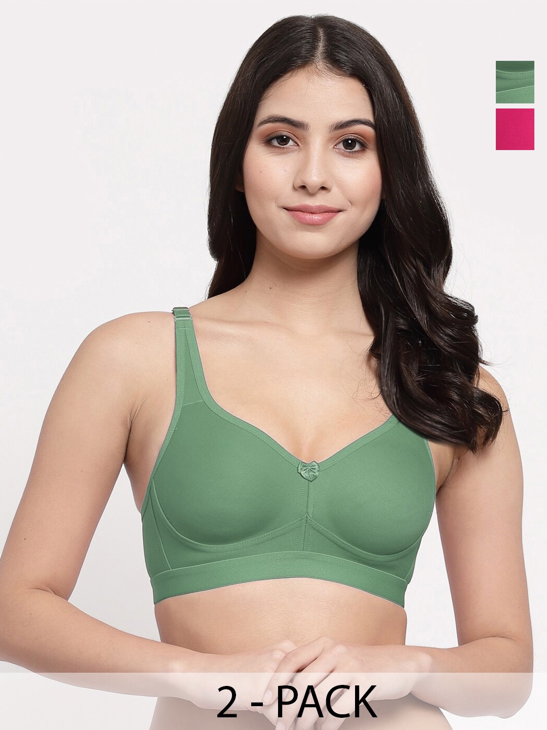 

College Girl Women Pack of 2 Full Coverage Lightly Padded Minimizer Bra, Pink