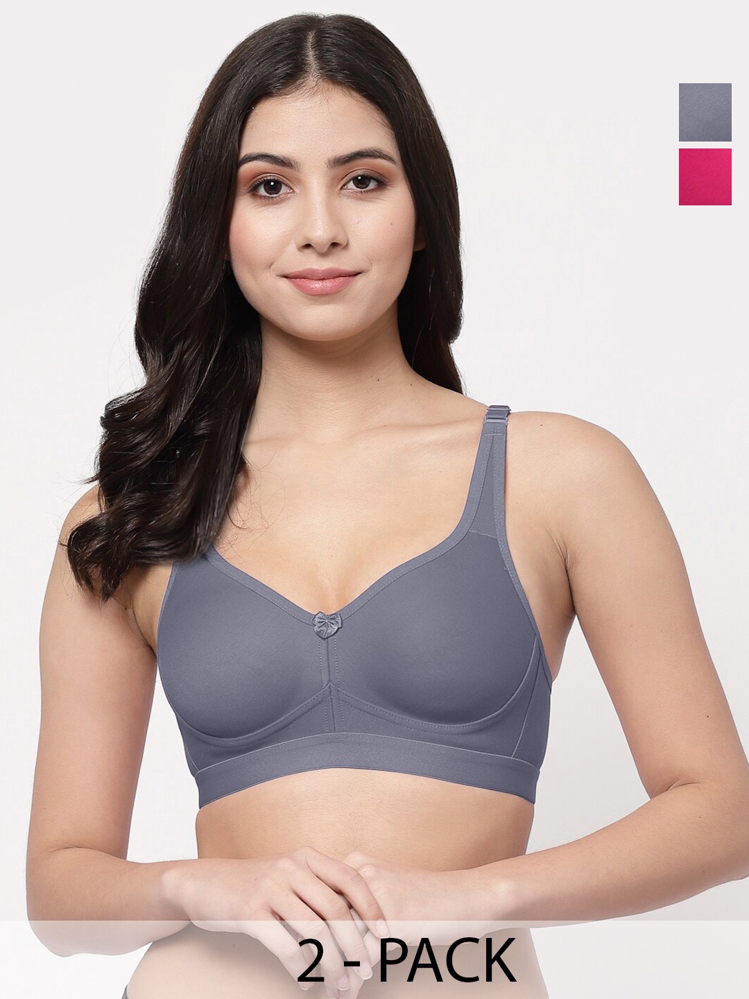 

College Girl Women Pack of 2 Full Coverage Lightly Padded Minimizer Bra, Pink