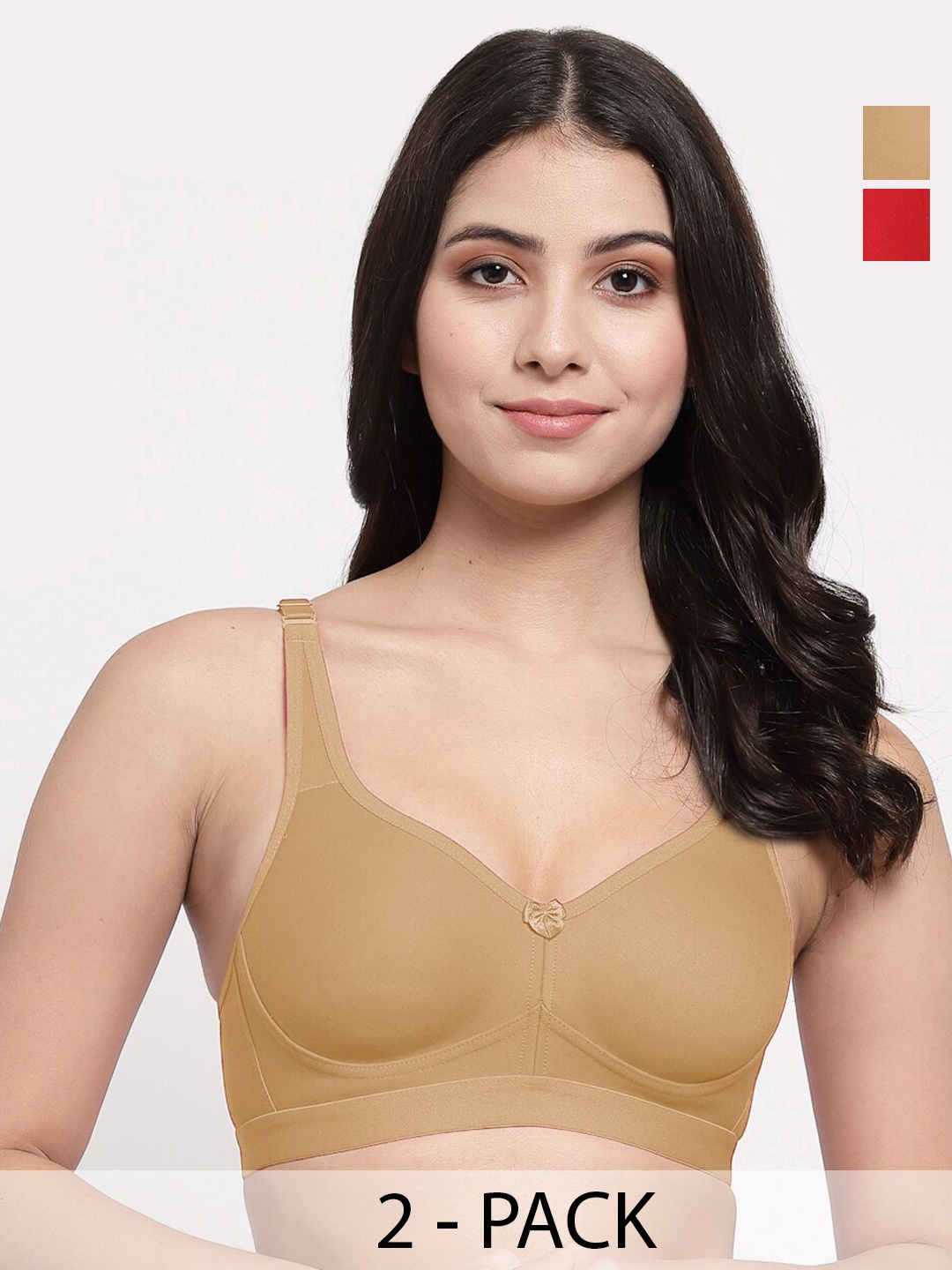

College Girl Pack Of 2 Full Coverage Lightly Padded Minimizer Bra-All Day Comfort, Red