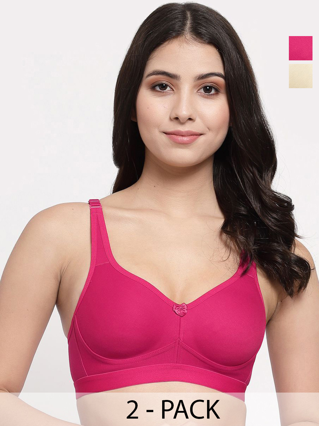 

College Girl Women Pack of 2 Full Coverage Lightly Padded Minimizer Bra, Pink