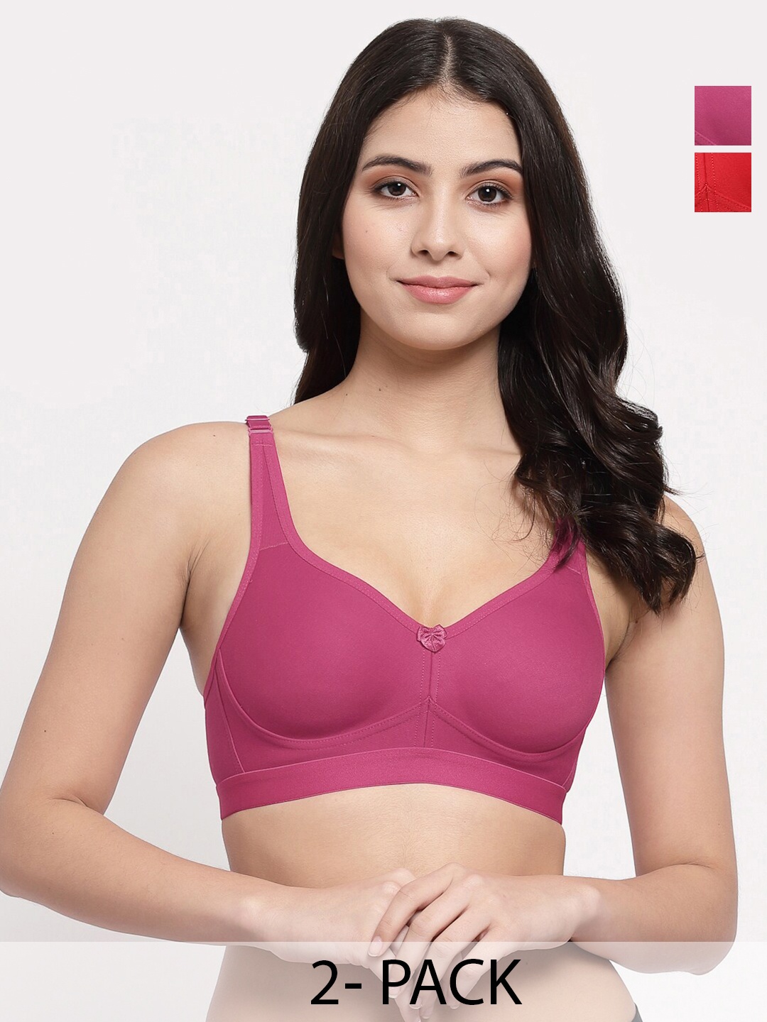 

College Girl Pack Of 2 Lightly Padded Everyday Bra With All Day Comfort, Red