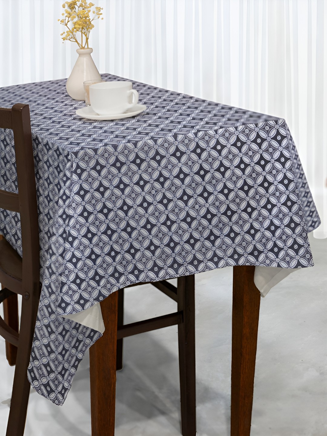 

Aura Charcoal Geometric Printed Cotton 4-Seater Table Cover
