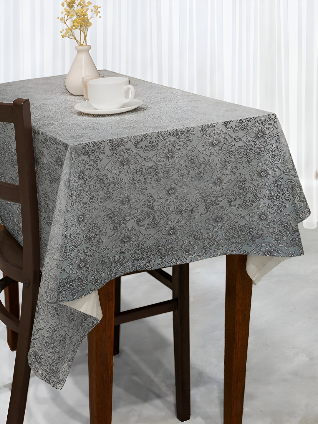 

Aura Grey Floral Cotton 6-Seater Table Cover