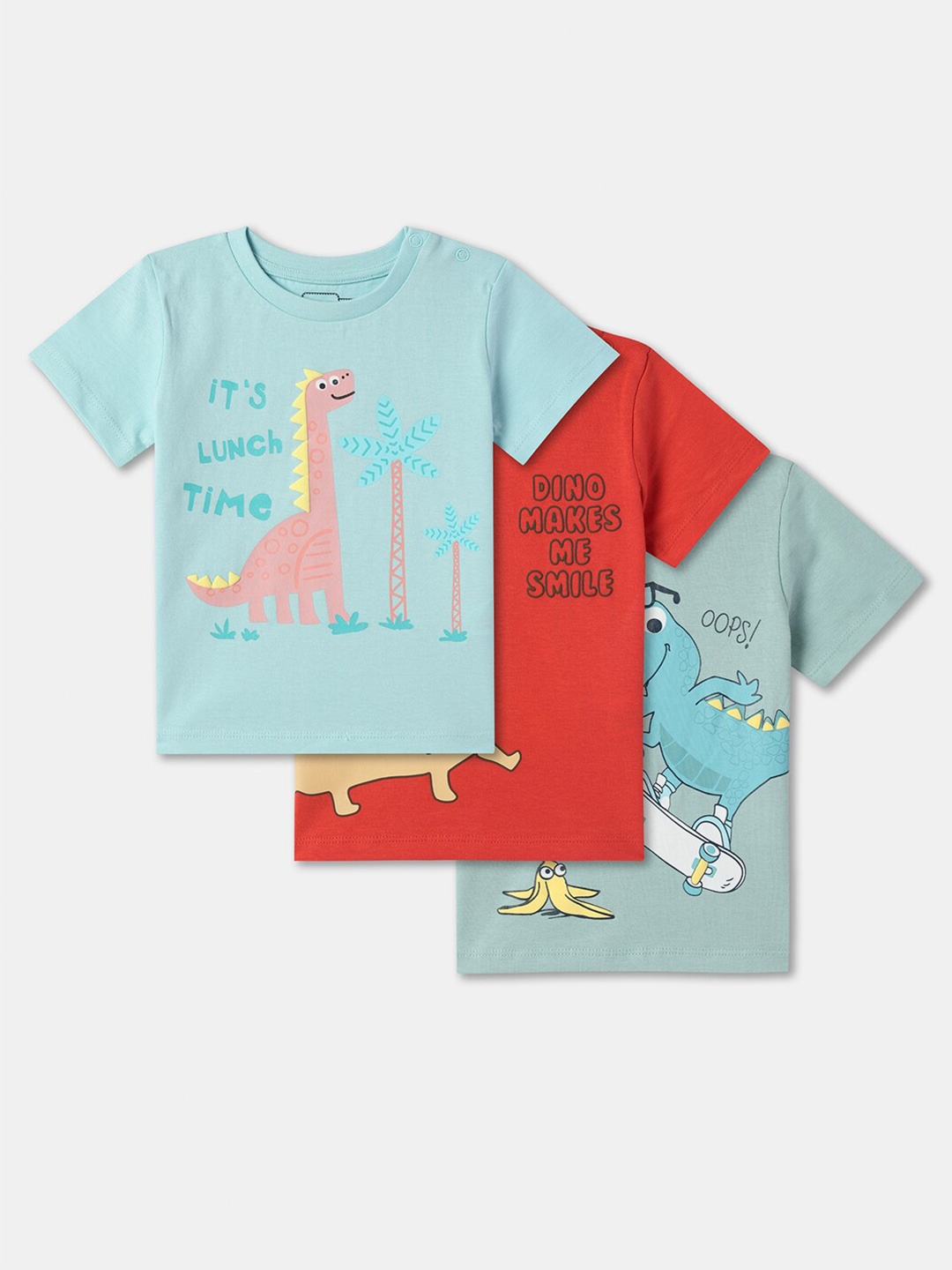 R&B Boys Pack of 3 Round Neck Short Sleeves Graphic Printed Cotton T-shirt, Blue