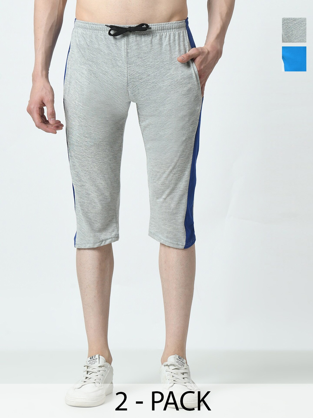 

BAESD Pack Of 2 Solid Unisex Capris, Grey