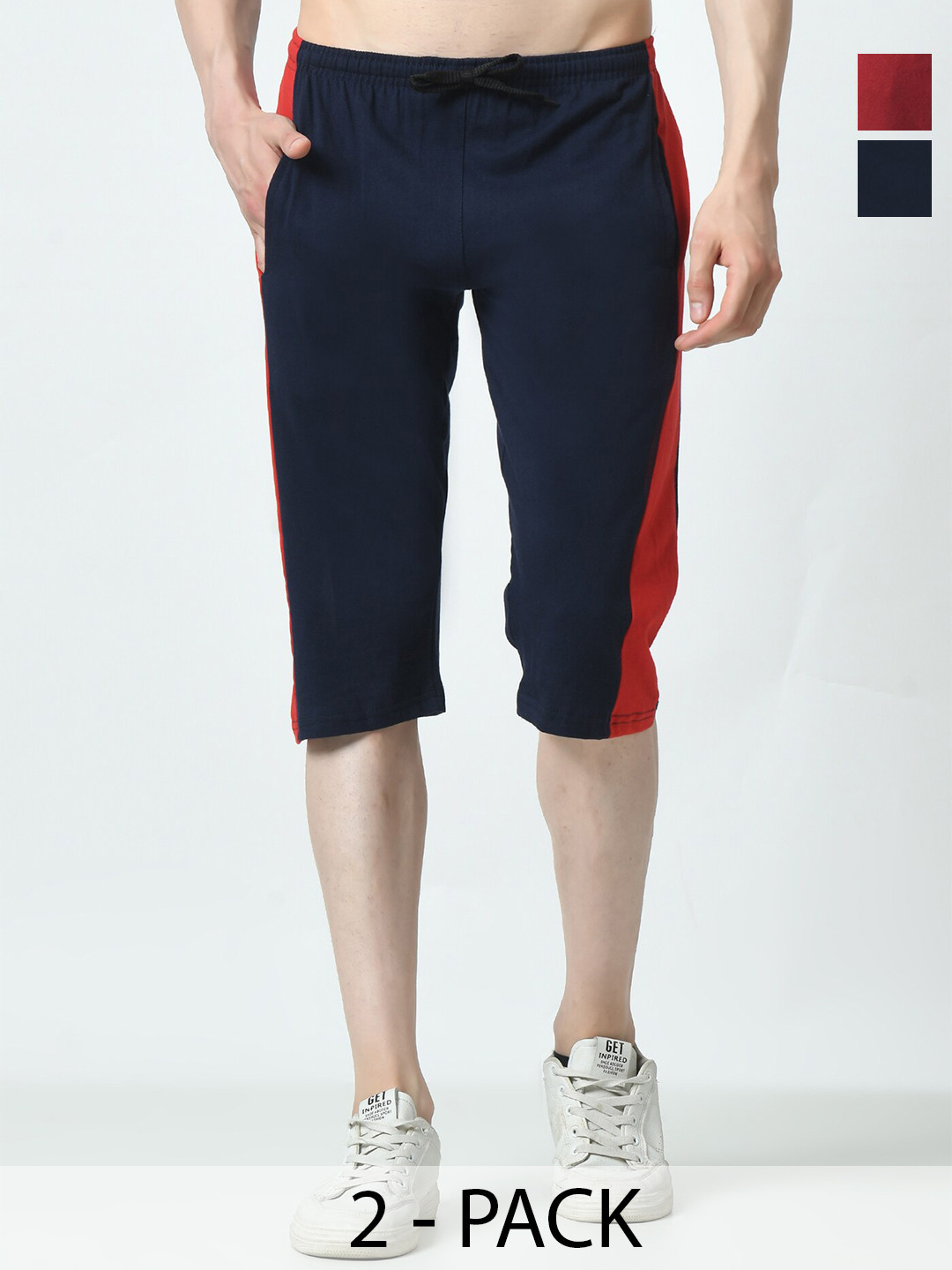 

BAESD Solid Cotton Side Patta Unisex Capris, Black