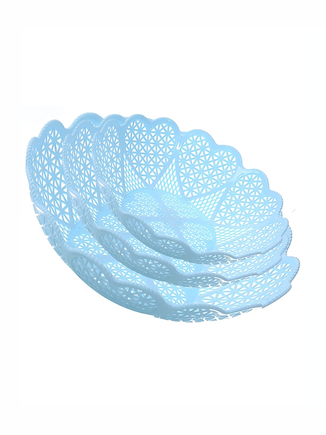 

P-Plus International 3-Pcs Blue Hollow Design Fruit and Vegetable Baskets