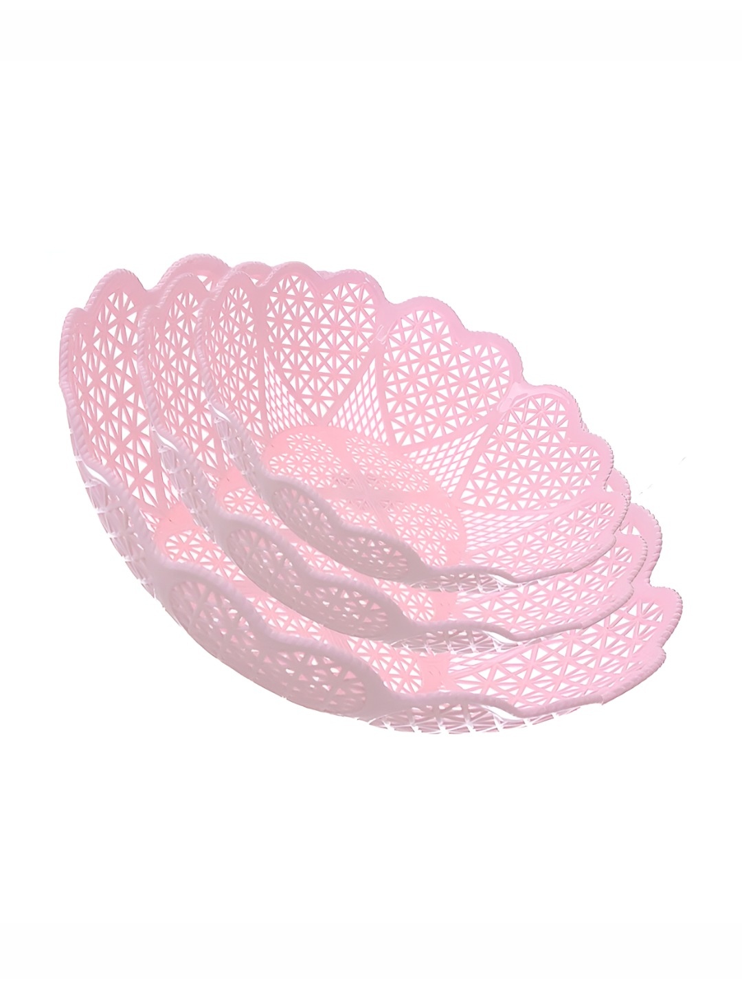 

P-Plus International 3-Pcs Pink Open-Weave Design Fruit And Vegetable Baskets