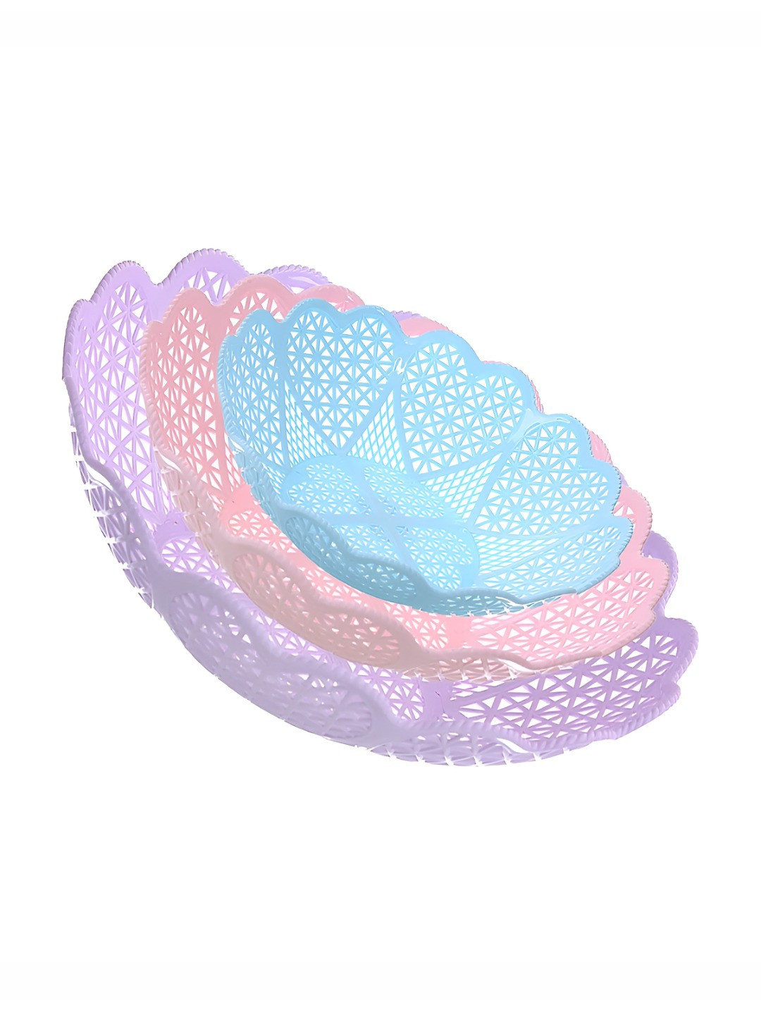 

P-Plus International 3-Pcs Blue & Pink Textured Fruit and Vegetable Baskets