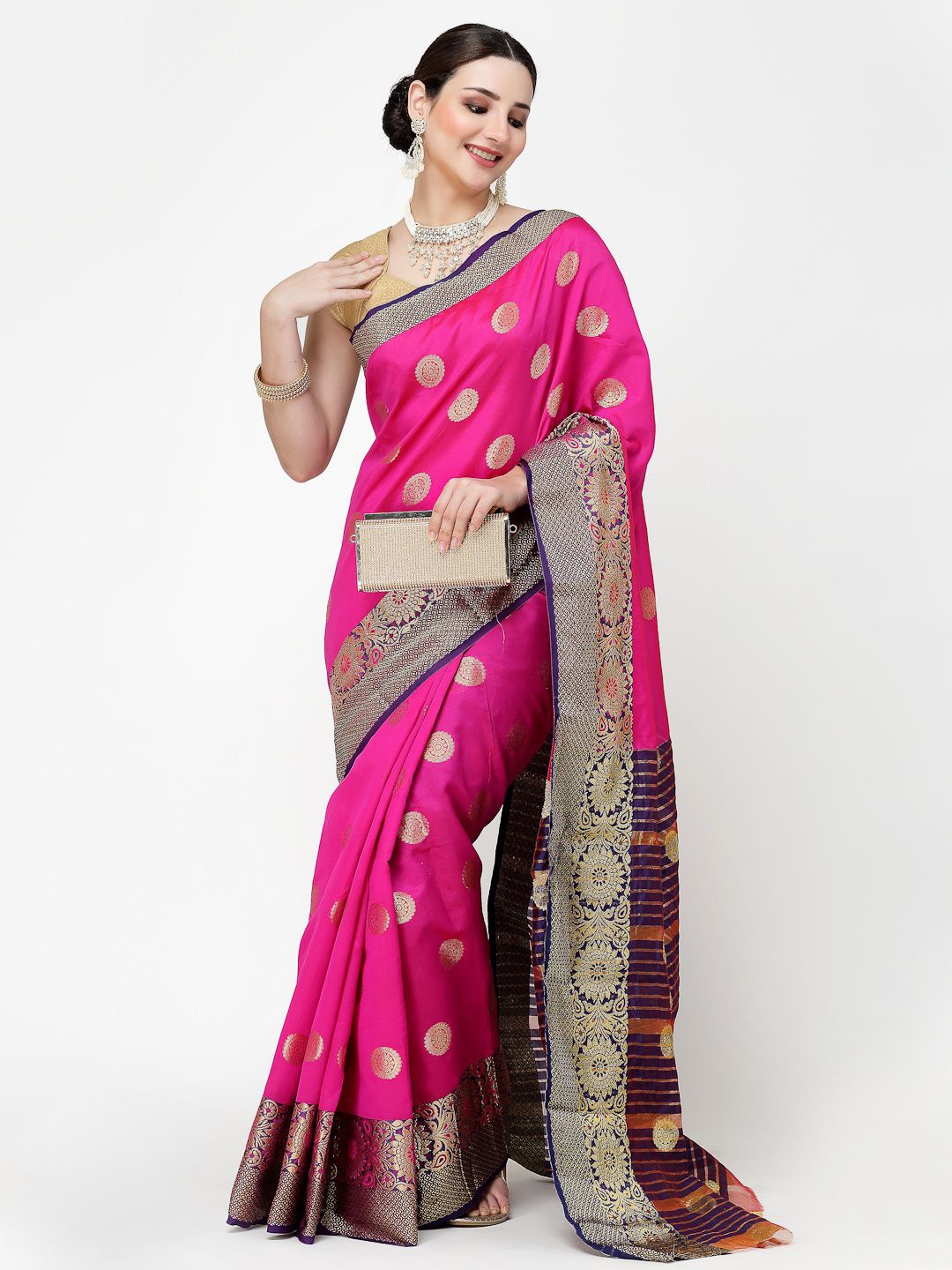 

ISHQY Woven Design Zari Art Silk Banarasi Saree, Purple