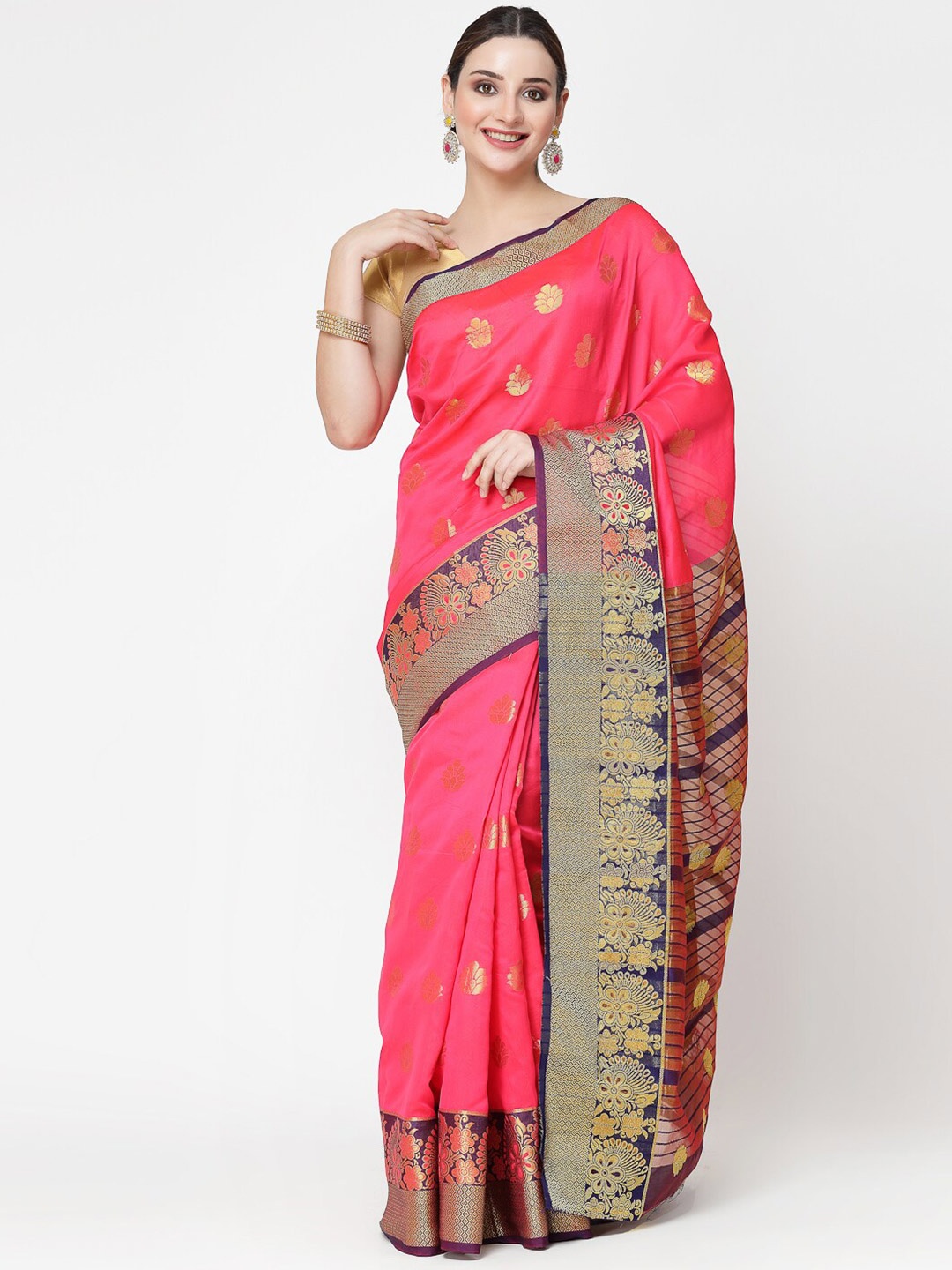 

ISHQY Woven Design Zari Art Silk Designer Banarasi Saree, Purple