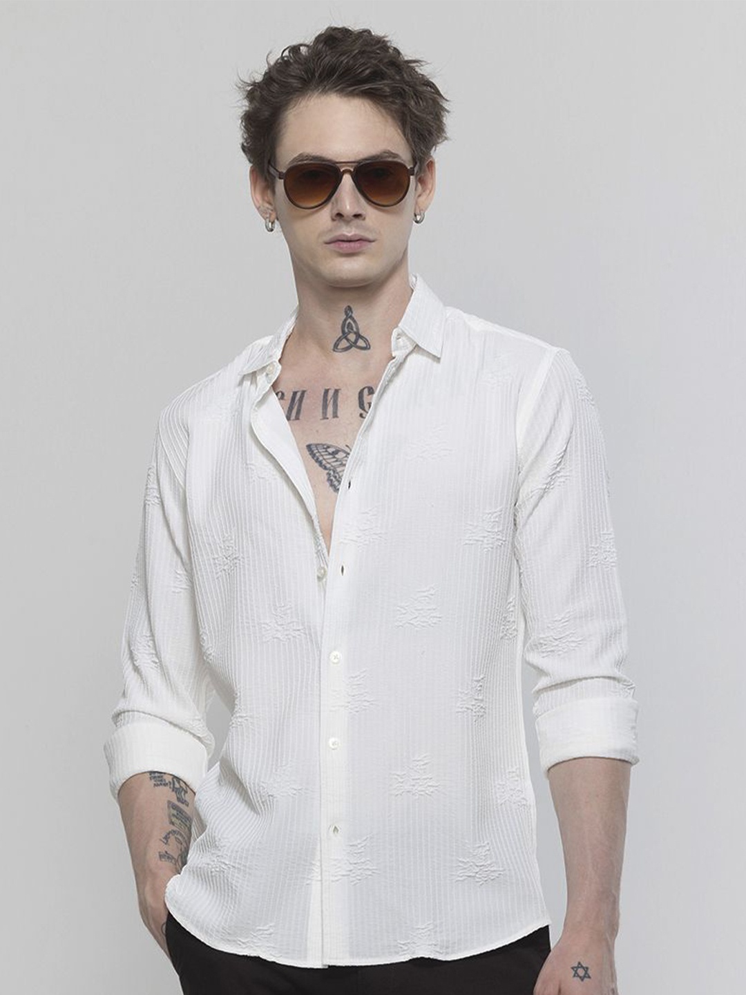

Snitch Classic Slim Fit Spread Collar Casual Shirt, White