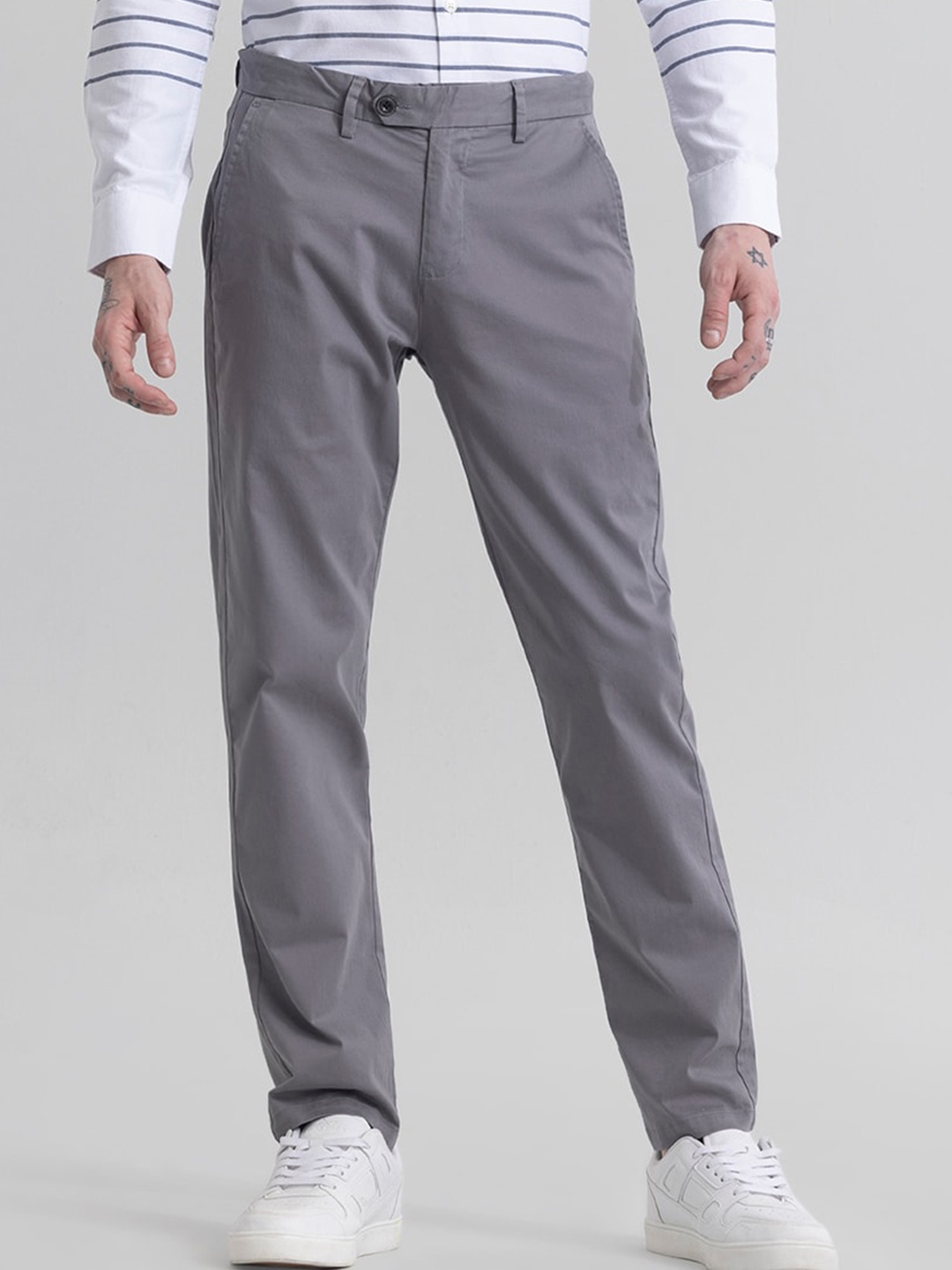 

Snitch Men Classic Slim Fit Trouser, Grey