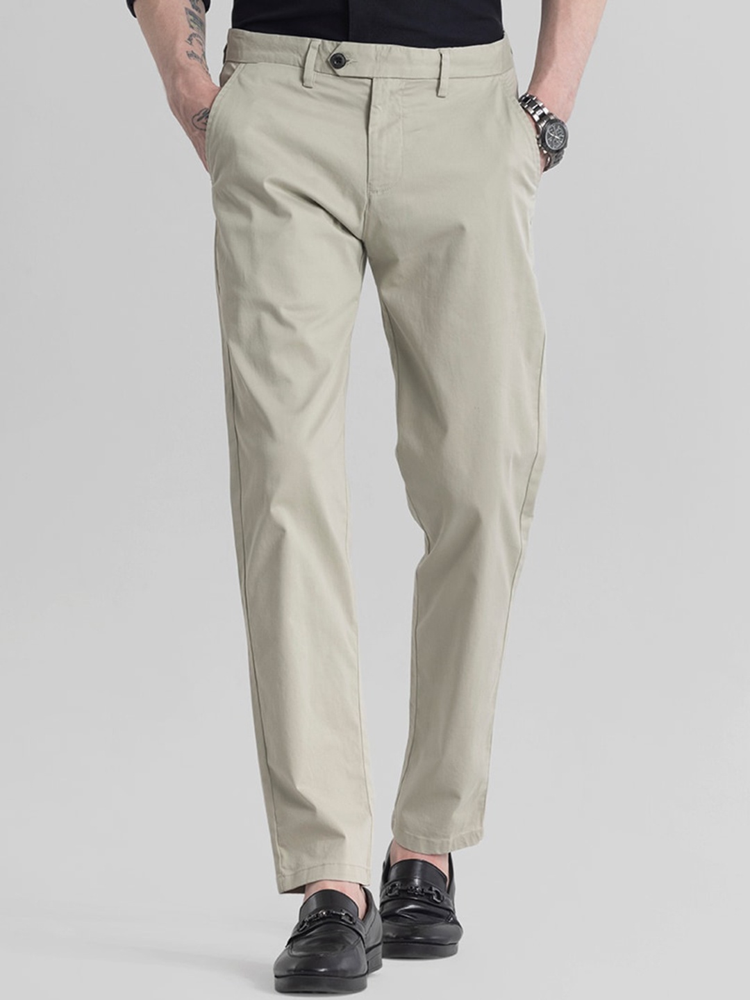 

Snitch Men Classic Slim Fit Trouser, Khaki