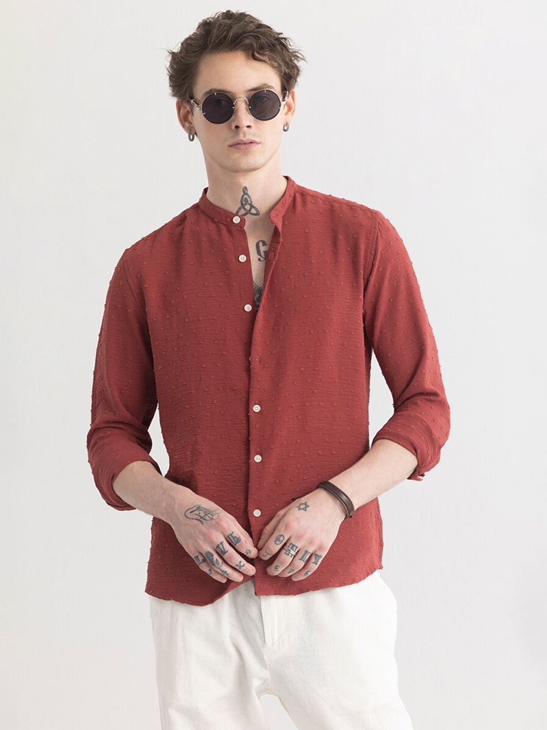 

Snitch Classic Slim Fit Cotton Casual Shirt, Rust