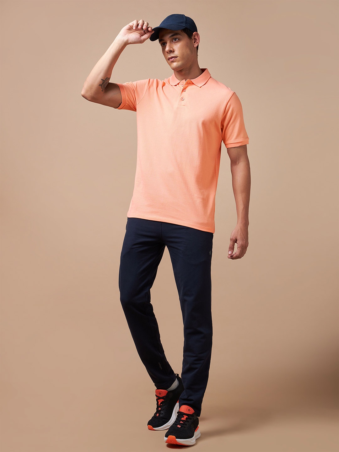 

CULT Men Pure Cotton Polo Collar Tshirt, Orange