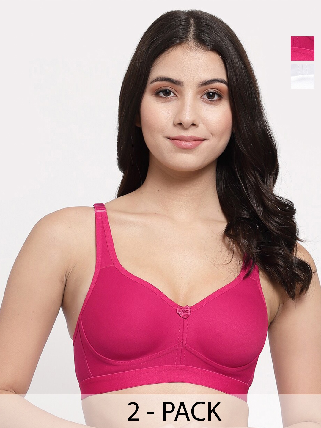 

College Girl Women Pack of 2 Full Coverage Lightly Padded Minimizer Bra, White
